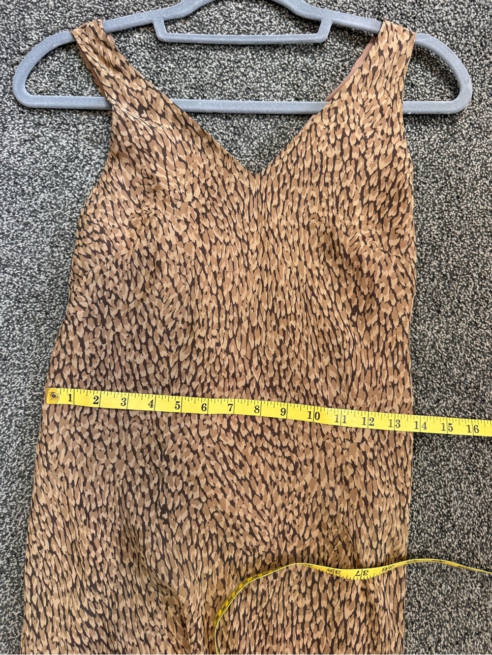 Ann Taylor Silk Tan/Brown Animal Print Sleeveless Midi Dress Size 6P Small Flaw - Picture 12 of 13